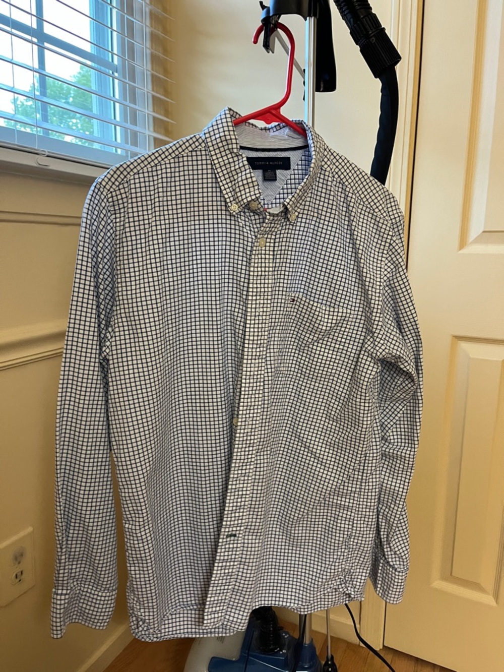 Tommy Hilfiger White and Navy plaid Button-Down Shirt